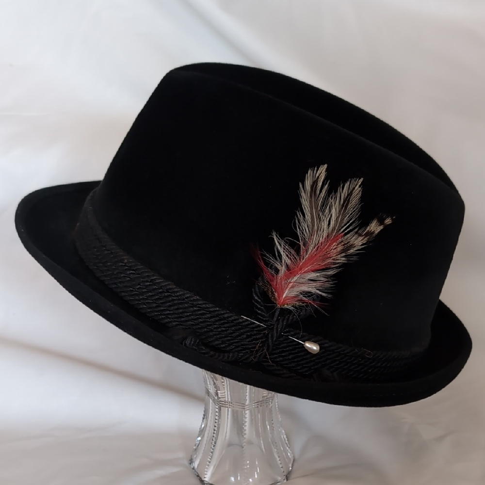 Knox Black Velvet Fedora Hat Circa 1940's